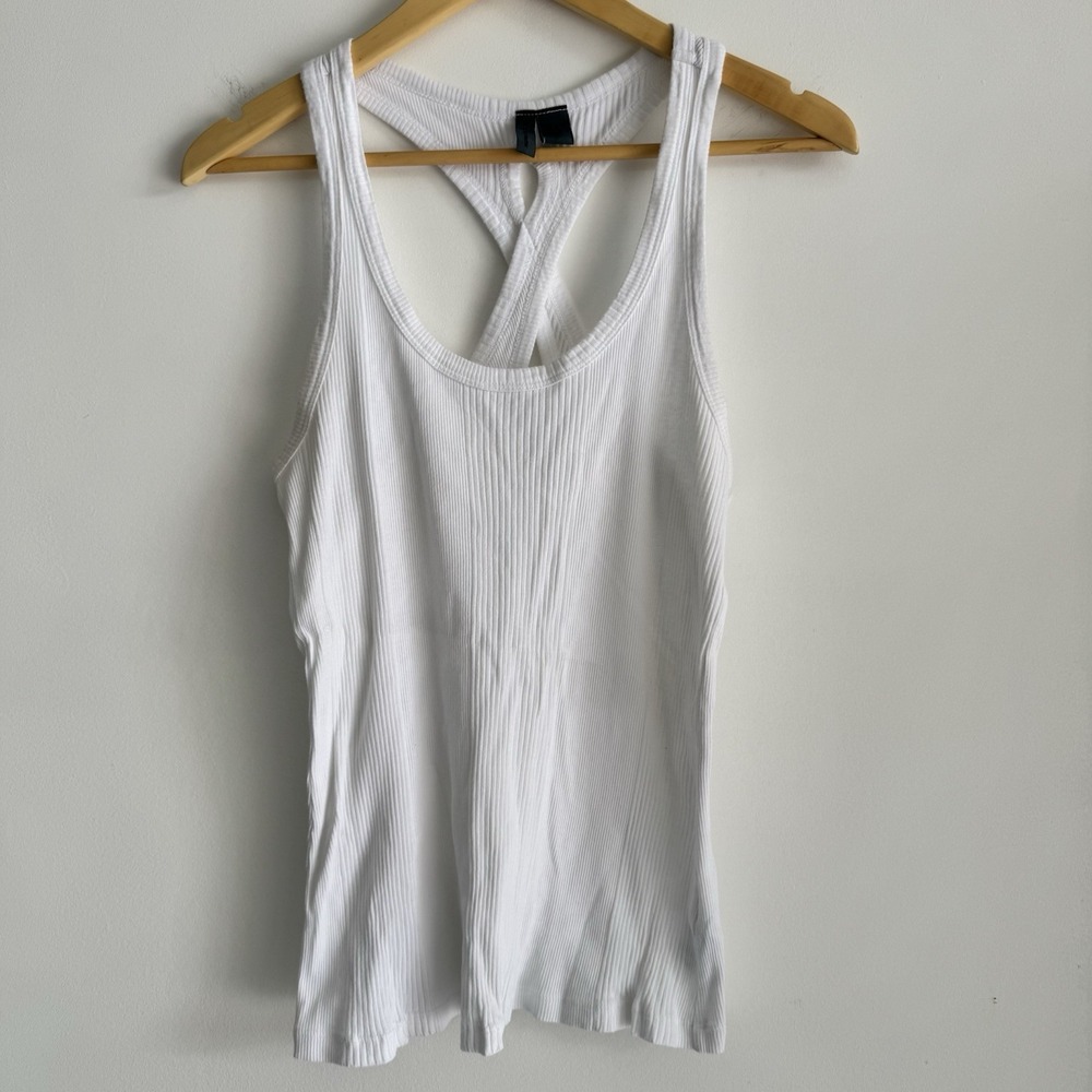 Leaf Of Center 100% Cotton White Tank Top Wine A‎ Size Large